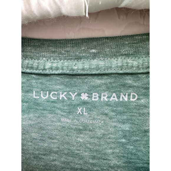 🆕 LUCKY BRAND | Green Logo Clover Shamrock Graphic Soft Short Sleeve Tee | XL - Picture 5 of 7